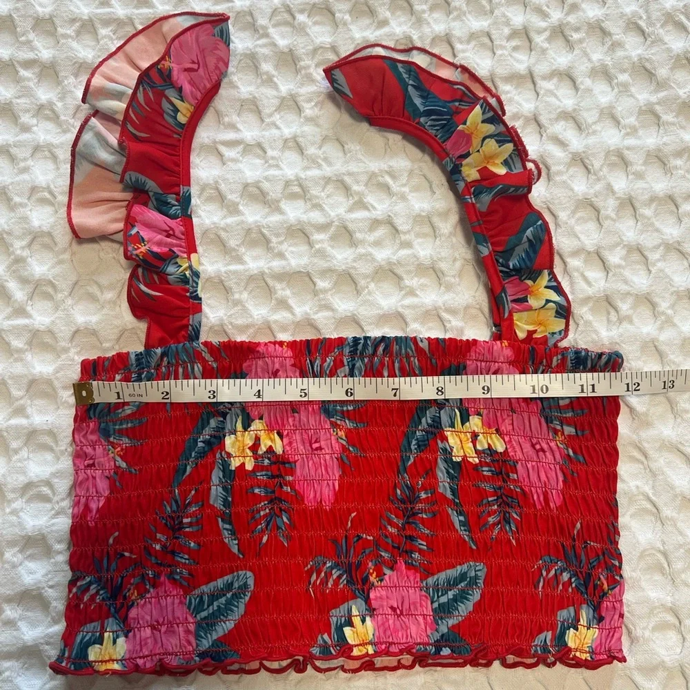 Tiger Mist Smocked Tropical Crop Top - Picture 5 of 6